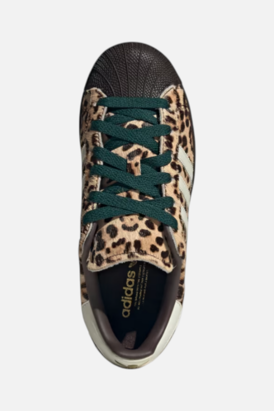 Adidas Women's Superstar II Shoes in Dark Brown, Ivory, & Gold Metallic – back view