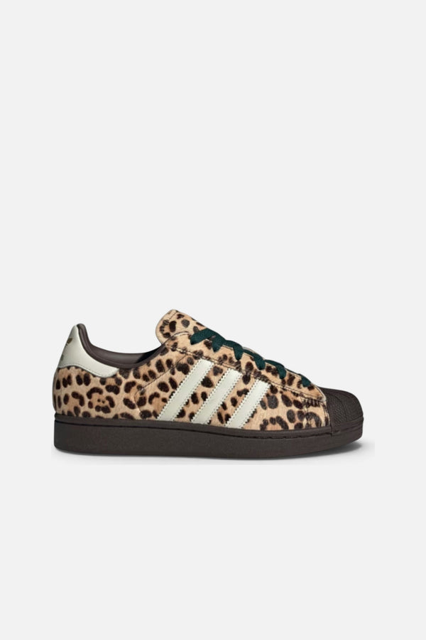 Adidas Women's Superstar II Shoes in Dark Brown, Ivory, & Gold Metallic
