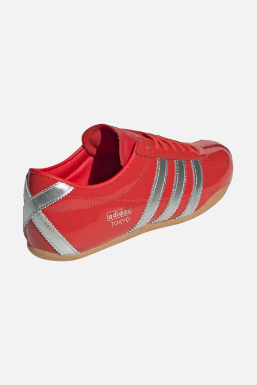 Adidas Women's Tokyo Low Top Suede Sneaker in Red & Silver – detail