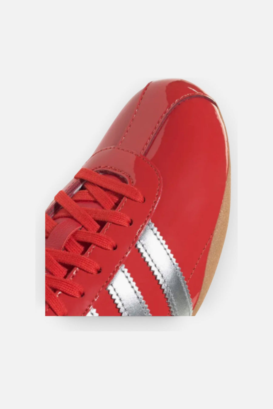 Adidas Women's Tokyo Low Top Suede Sneaker in Red & Silver – side view