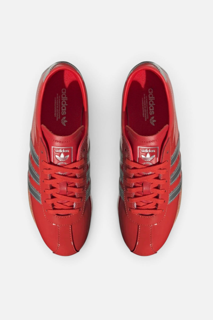 Adidas Women's Tokyo Low Top Suede Sneaker in Red & Silver – side view