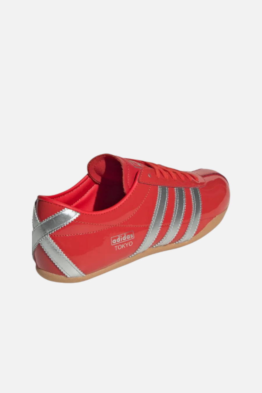Adidas Women's Tokyo Low Top Suede Sneaker in Red & Silver – side view