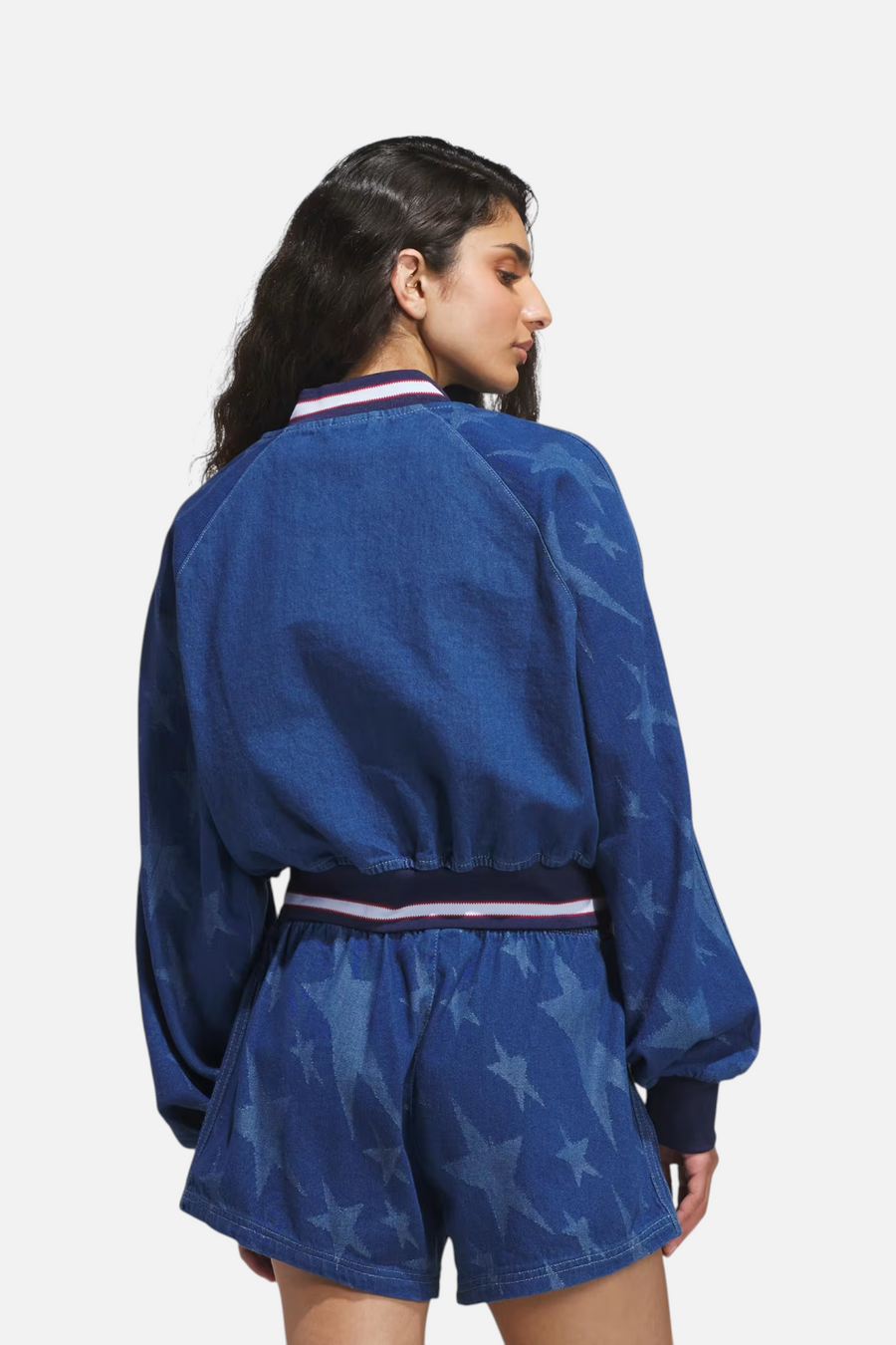 Adidas Women's USA 94 Denim Varsity Bomber Jacket – detail
