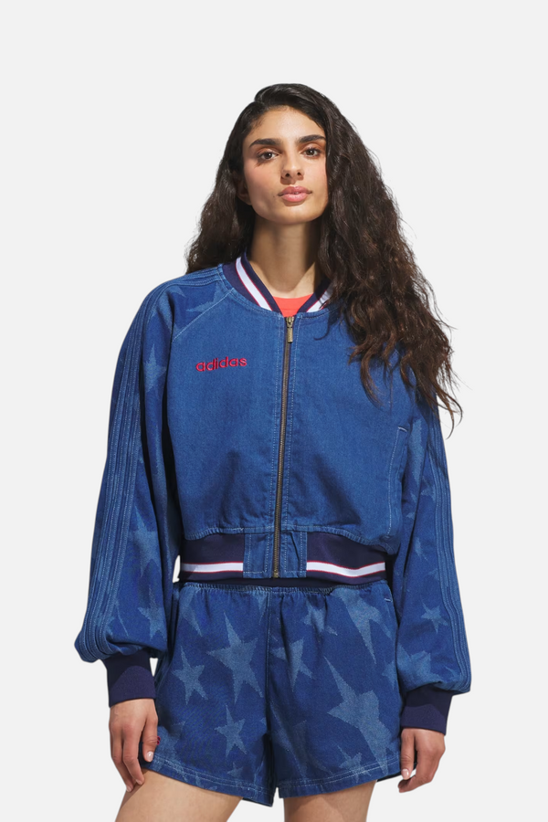 Adidas Women's USA 94 Denim Varsity Bomber Jacket