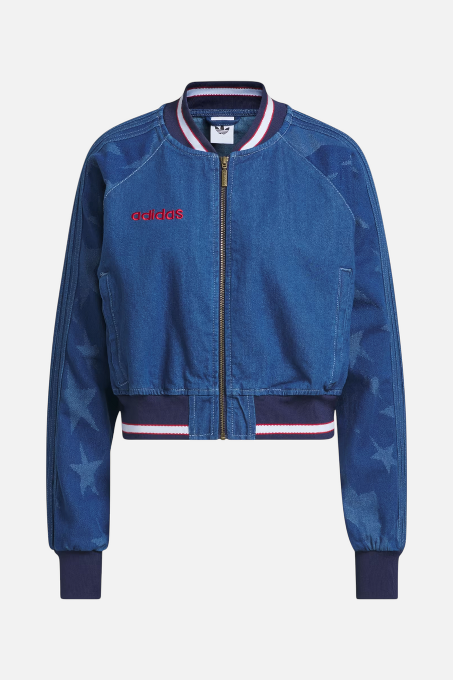 Adidas Women's USA 94 Denim Varsity Bomber Jacket – side view