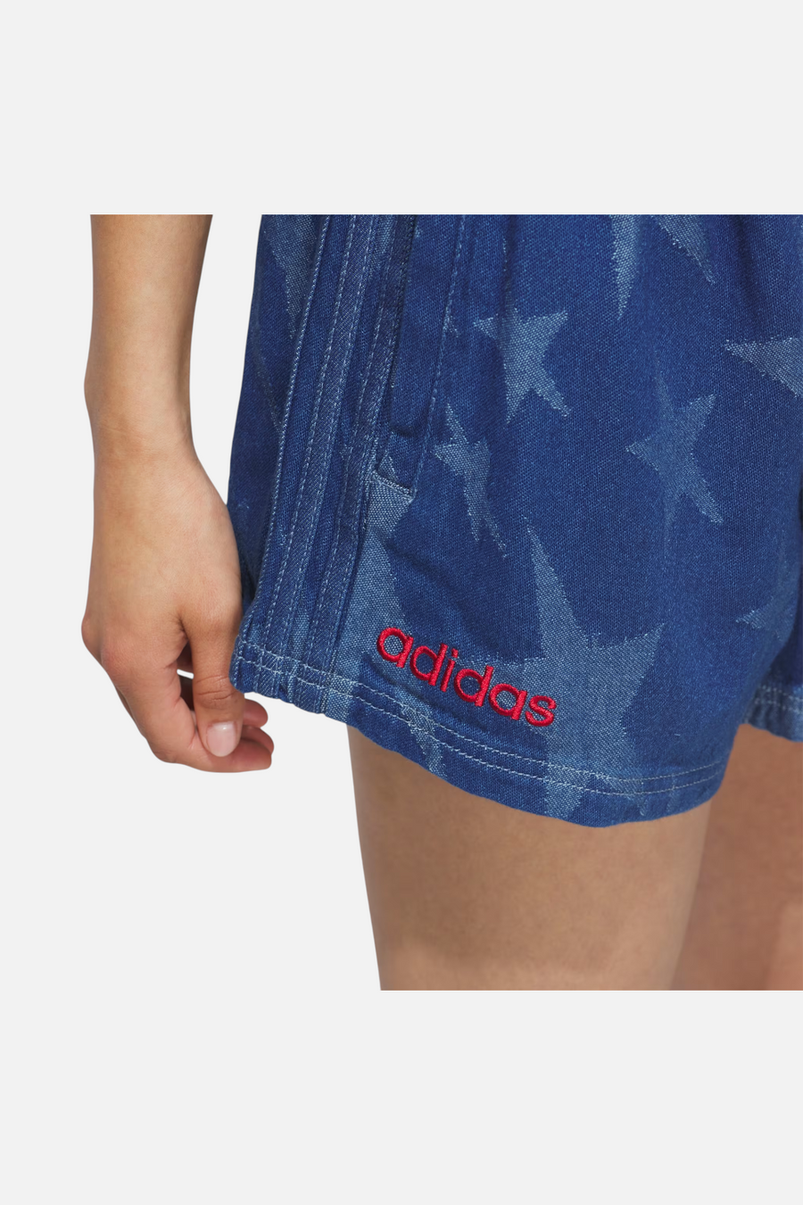 Adidas Women's USA 94 Denim Varsity Shorts in Blue – detail