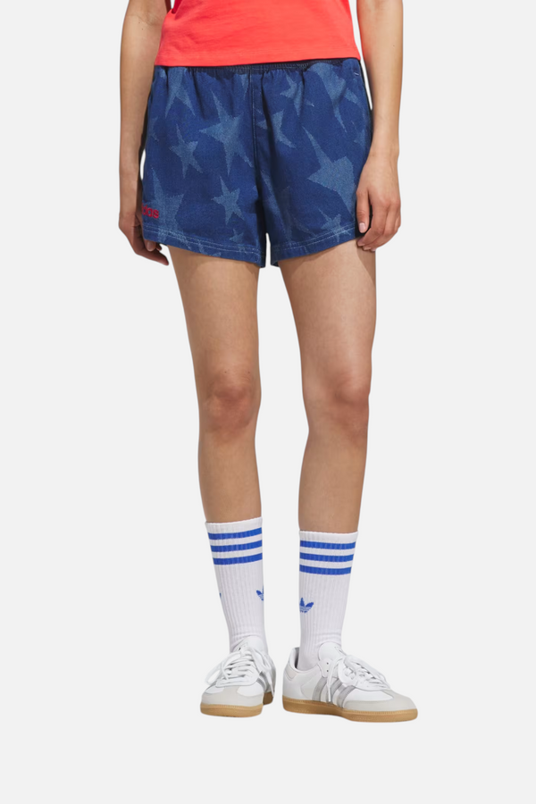 Adidas Women's USA 94 Denim Varsity Shorts in Blue