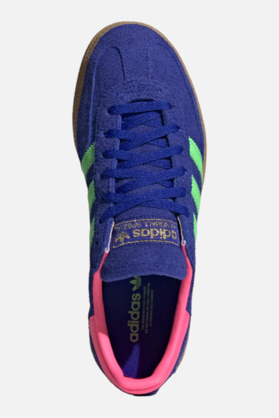 Adidias Women's Handball Spezial in Lucid Blue and Lime Burst – detail