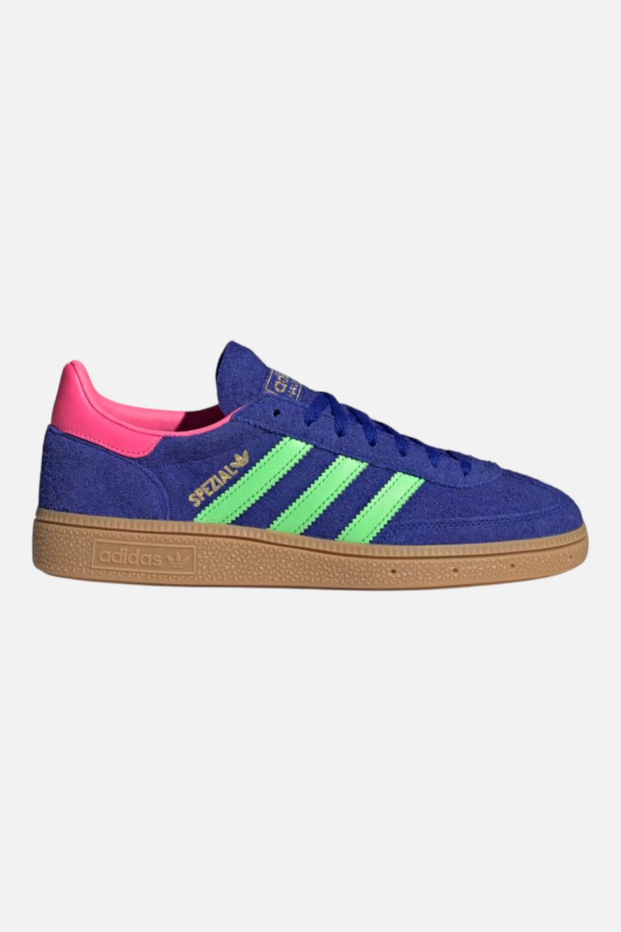 Adidias Women's Handball Spezial in Lucid Blue and Lime Burst – front view