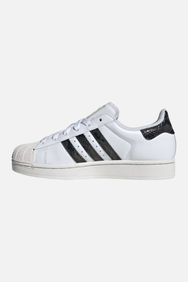 adidas Women's Superstar II Shoes, Size 8, White/Grey Snakeskin