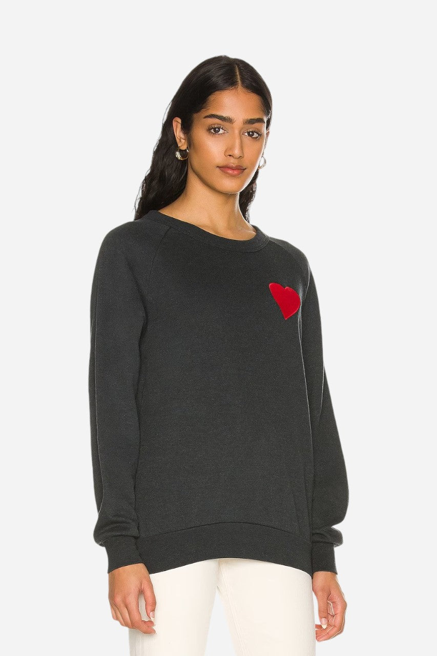 Aviator Nation Heart Stitch Crew Sweatshirt in Charcoal