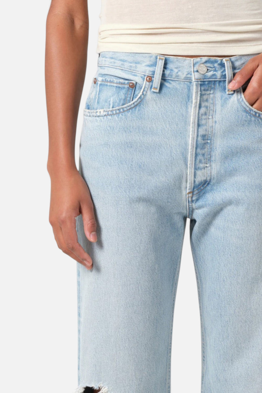 Agolde 90's Crop Mid Rise Straight in Segment – detail