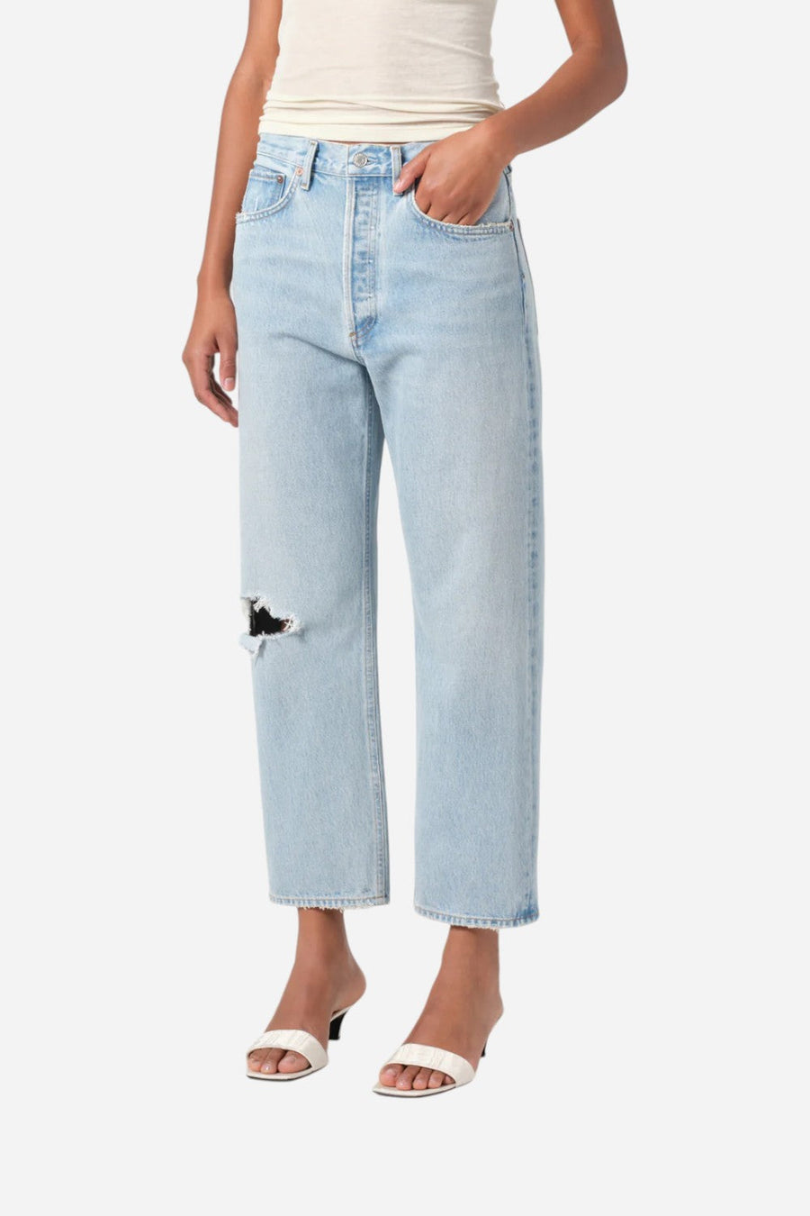 Agolde 90's Crop Mid Rise Straight in Segment – flat lay