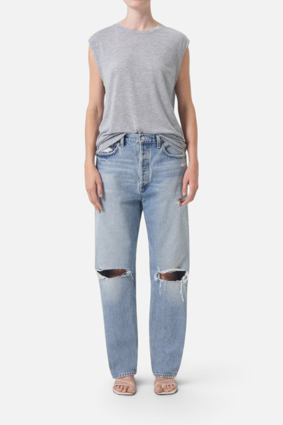 Agolde 90'S Mid Rise Straight Jeans in Threadbare – front view