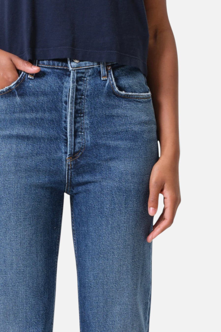 Agolde 90's Pinch Waist Crop in Solace – flat lay