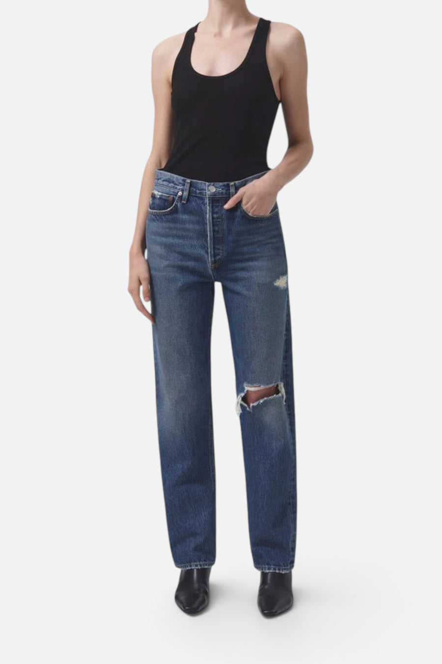 Agolde 90'S Pinch Waist High Rise Straight Jeans in Playground – front view