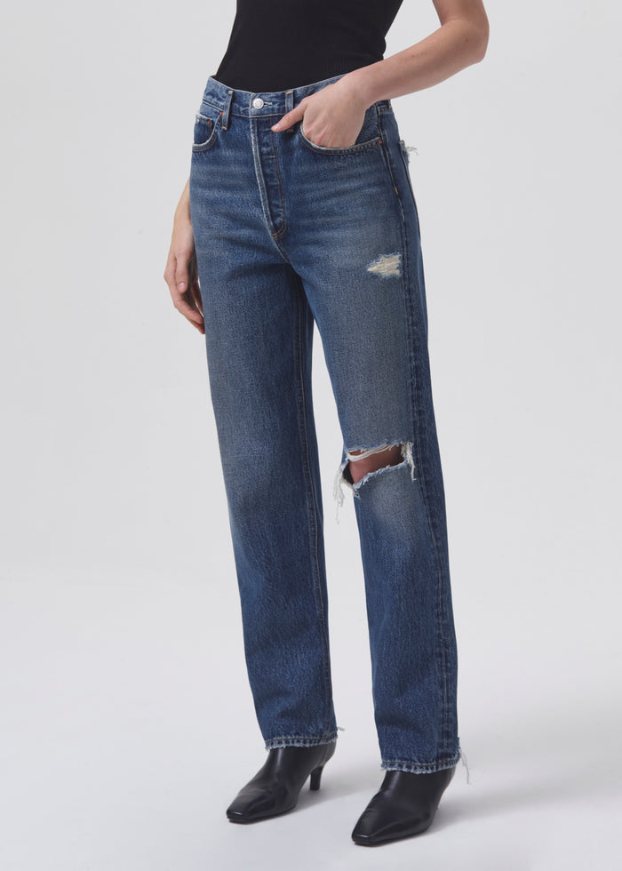 Agolde 90'S Pinch Waist High Rise Straight Jeans in Playground – side view
