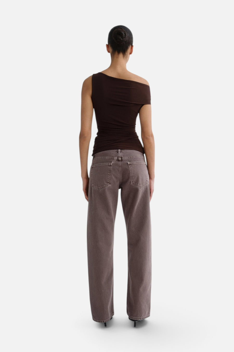 Agolde Carlin Top in Chocolate – back view