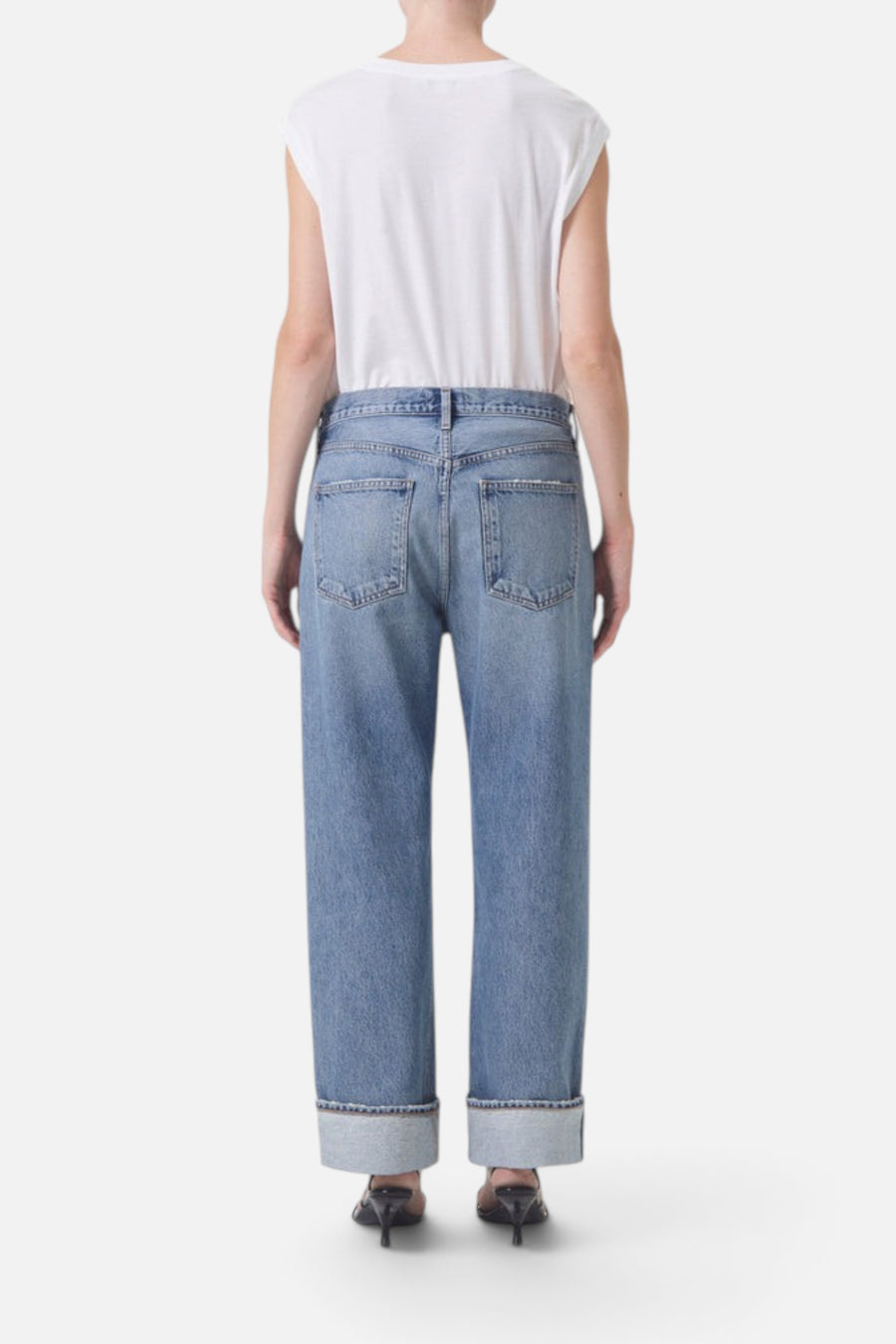 Agolde Fran Low Strung Straight Jeans in Invention – back view