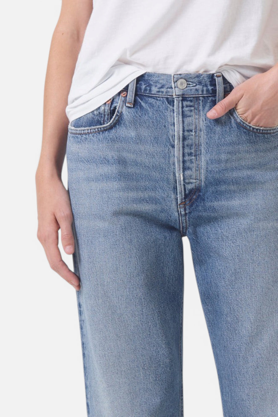 Agolde Fran Low Strung Straight Jeans in Invention – flat lay