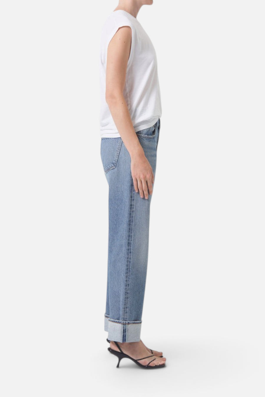Agolde Fran Low Strung Straight Jeans in Invention – side view