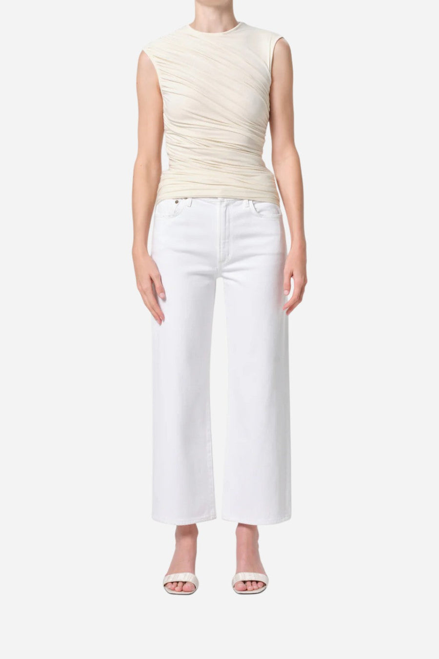 Agolde Harper Crop Jean in Sour Cream – front view