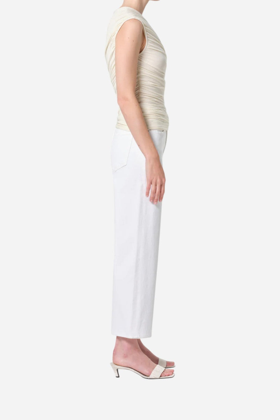 Agolde Harper Crop Jean in Sour Cream – side view