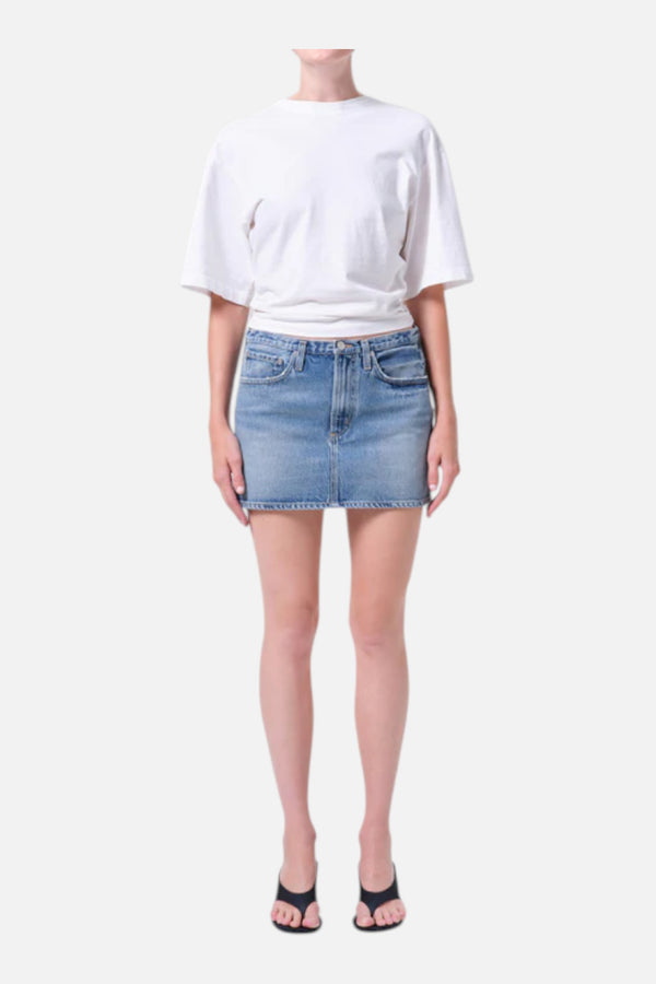 Agolde Keira Denim Mini Skirt in Broadcast