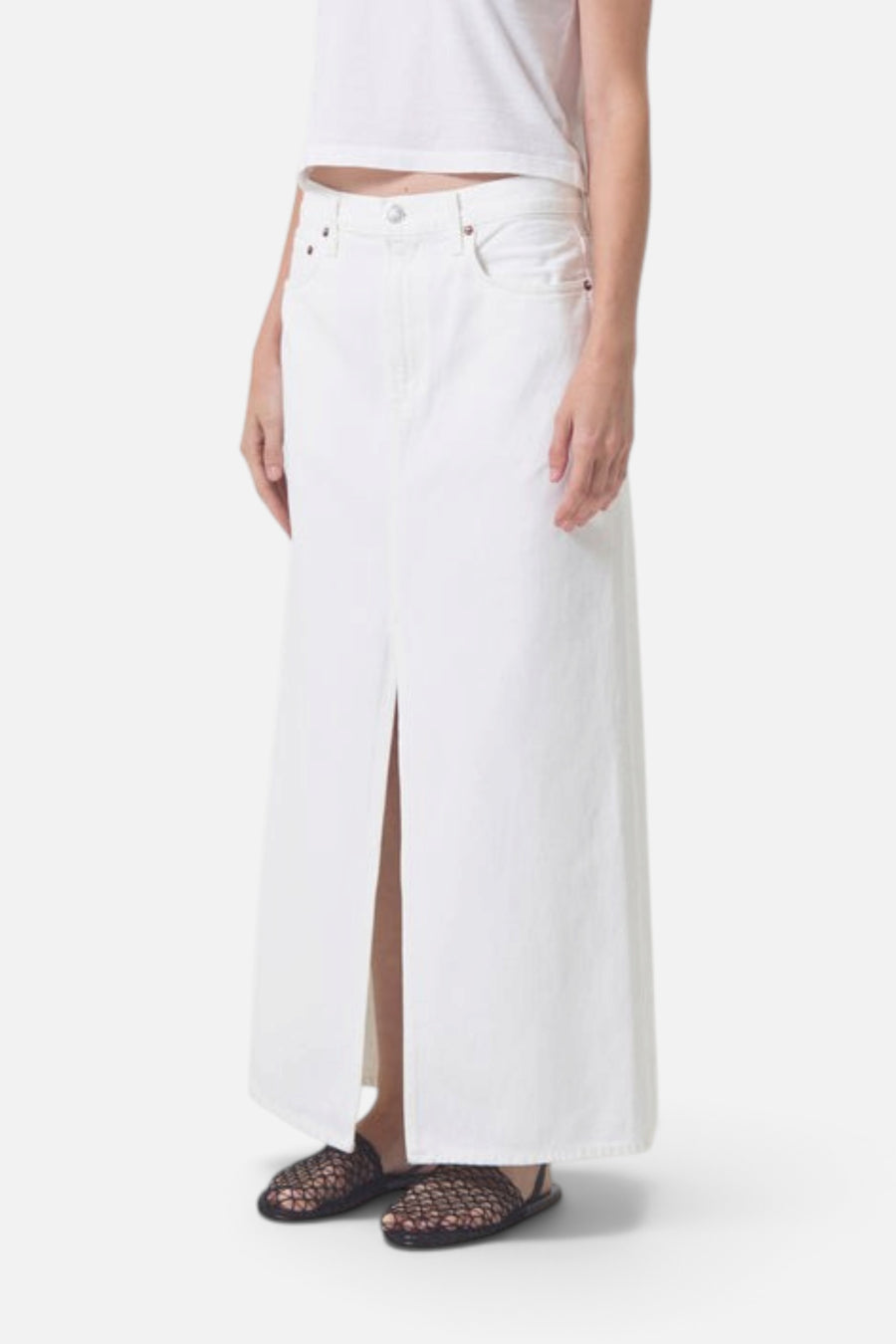 Agolde Leif Maxi Skirt in Milkshake – detail
