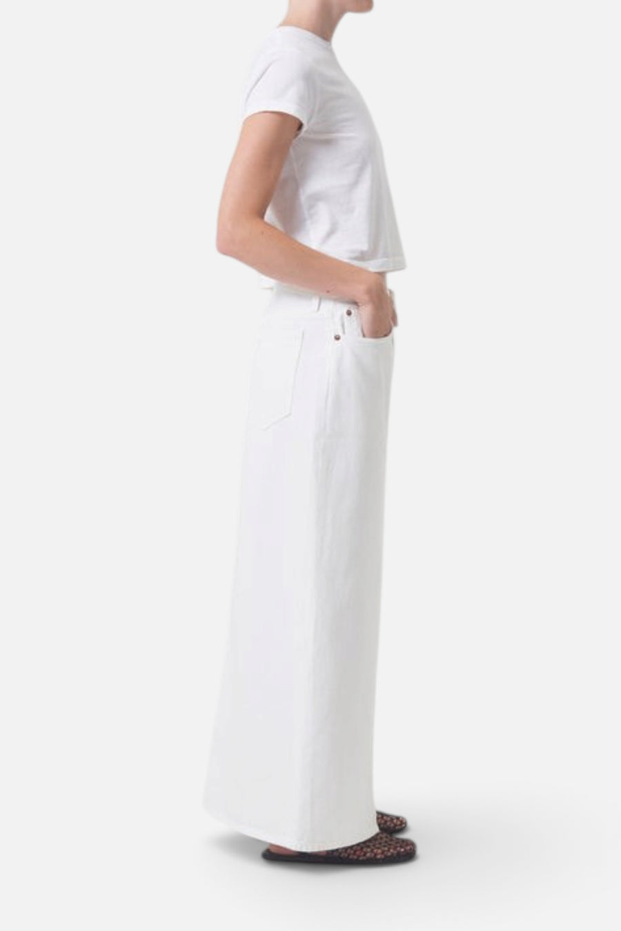 Agolde Leif Maxi Skirt in Milkshake – side view