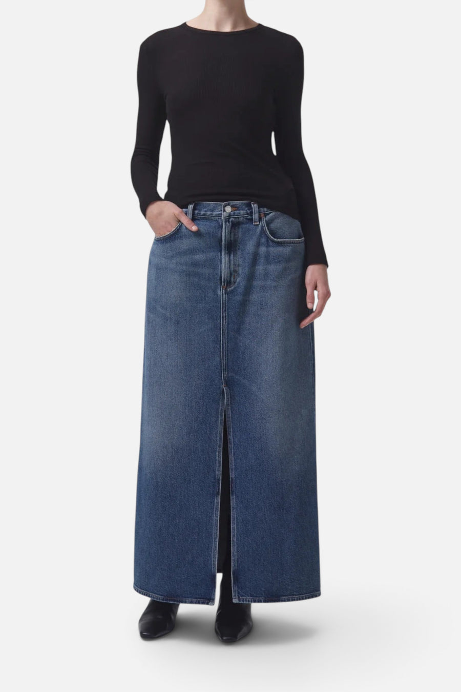 Agolde Leif Maxi Skirt in Swing – front view