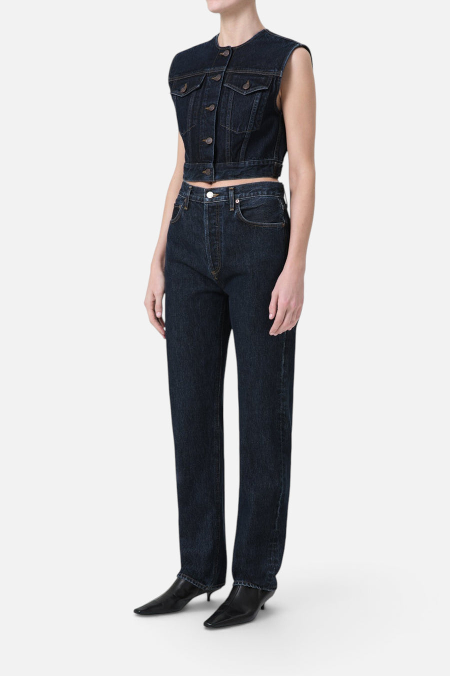 Agolde Leo Vest in Polished – flat lay
