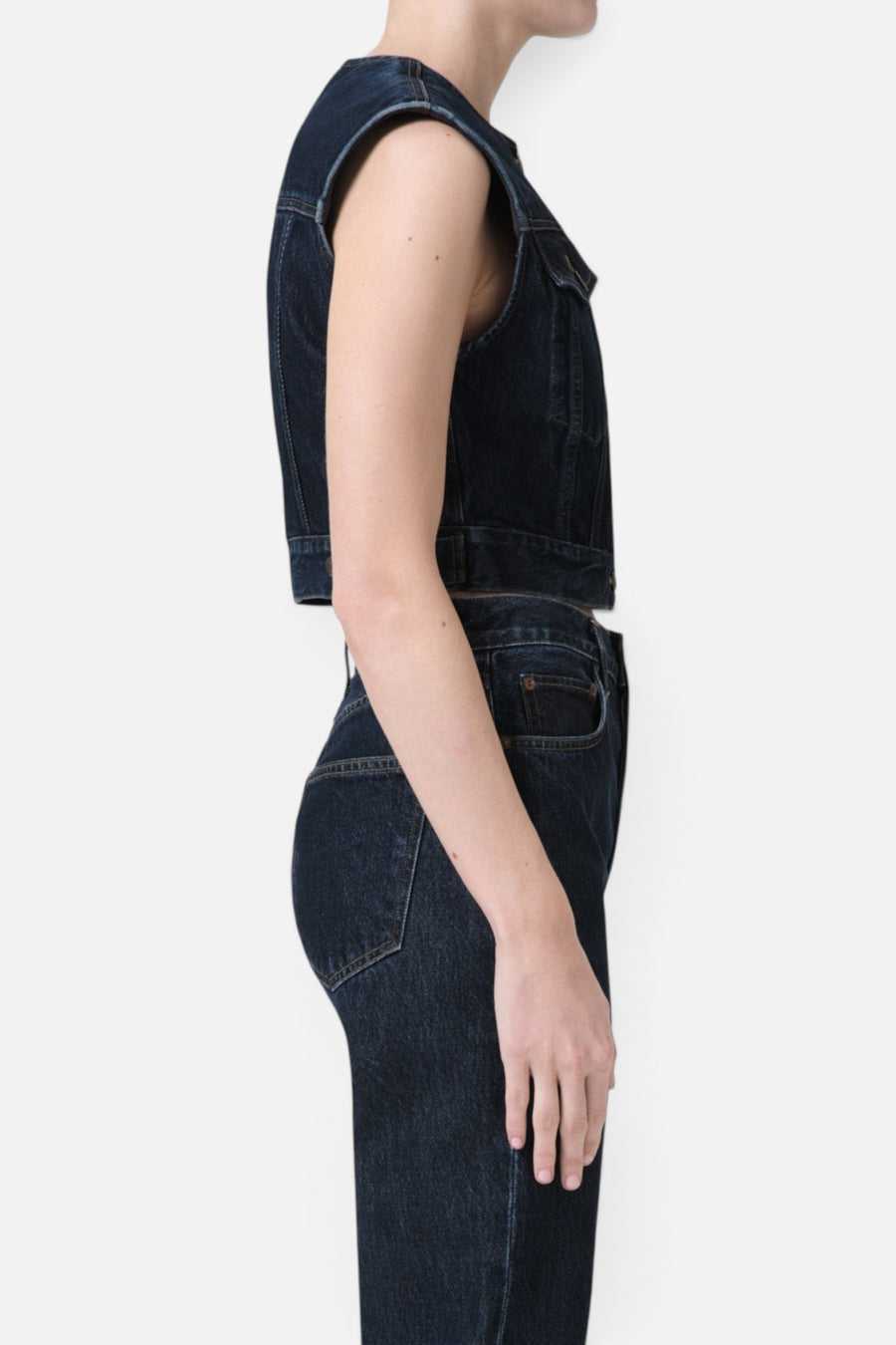 Agolde Leo Vest in Polished – side view