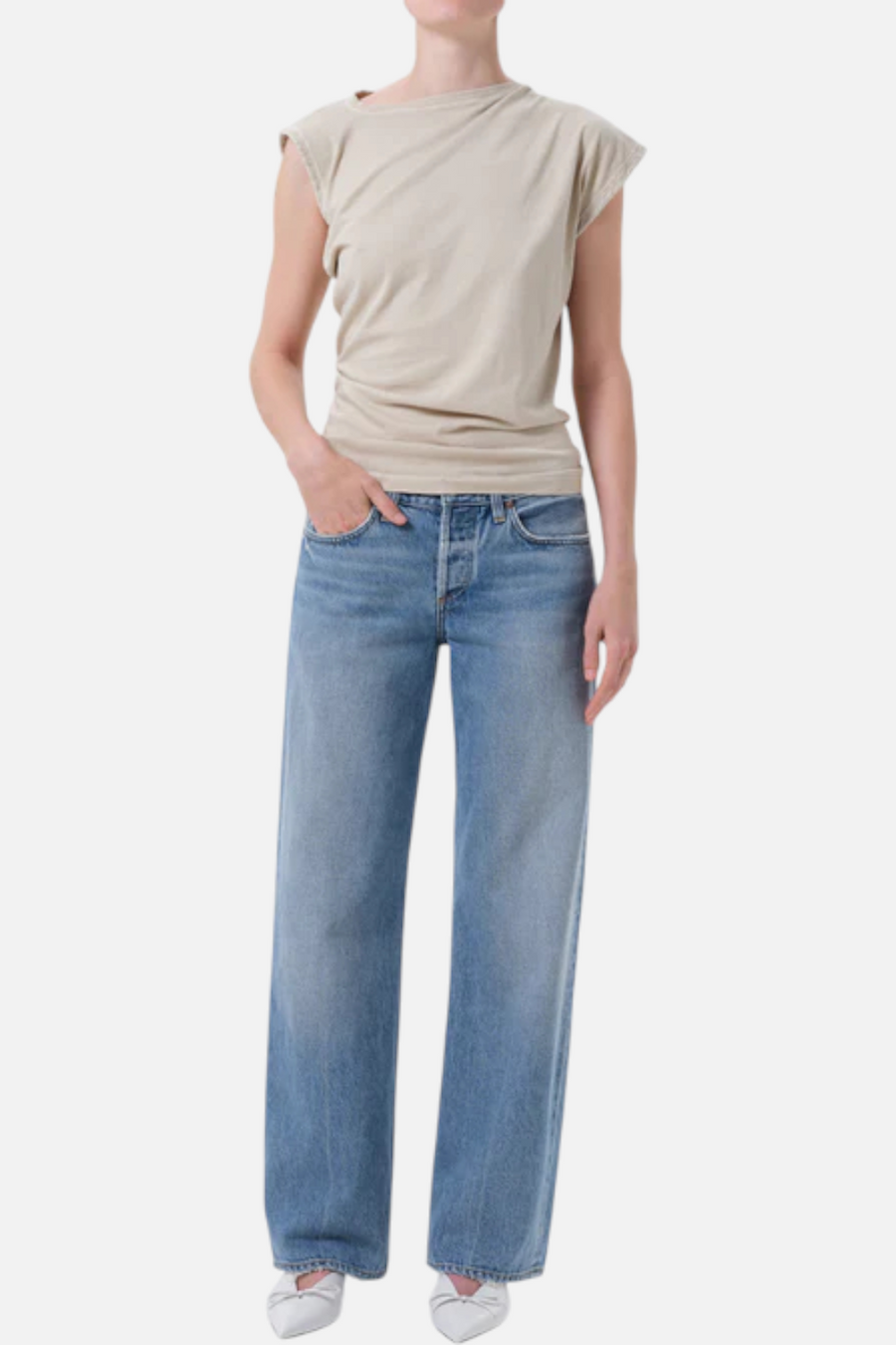 Agolde Low Rise Loose Jean in Vault – front view