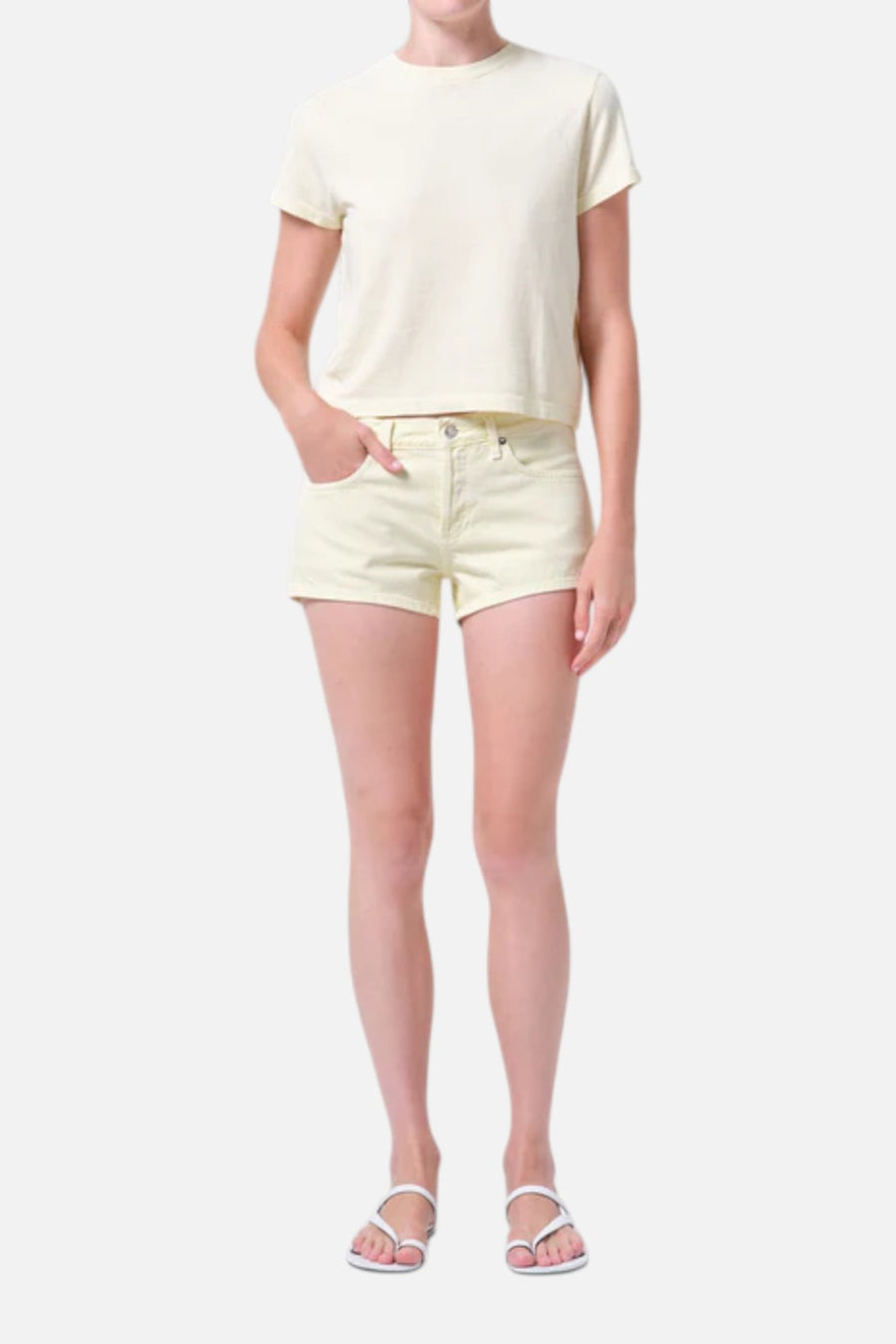 AGOLDE Low Rise Parker Short in Lemon Zest – side view