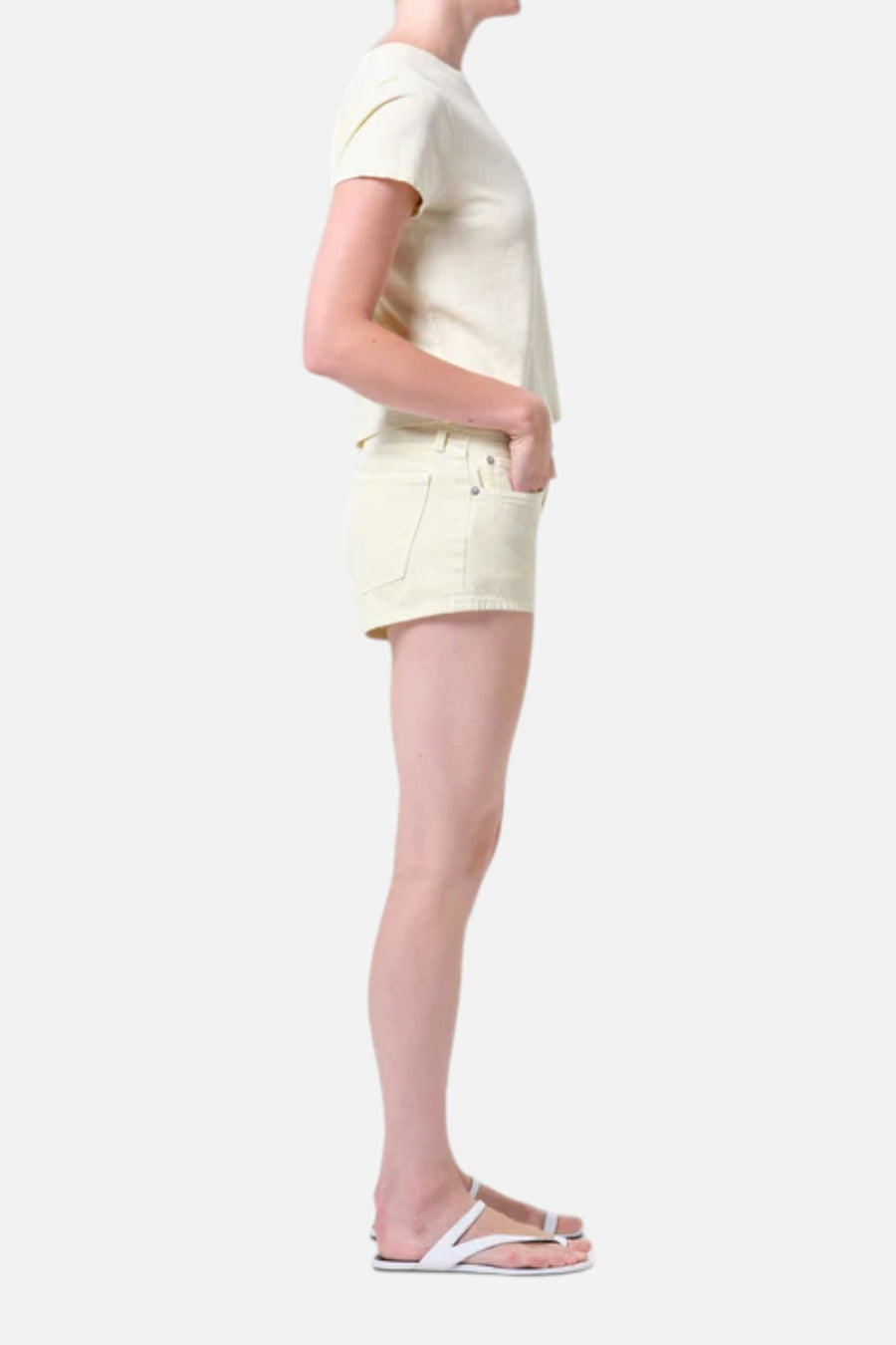 AGOLDE Low Rise Parker Short in Lemon Zest – side view