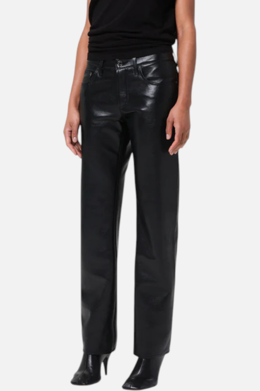 Agolde Low Rise Slim Recycled Leather Pant in Detox – back view