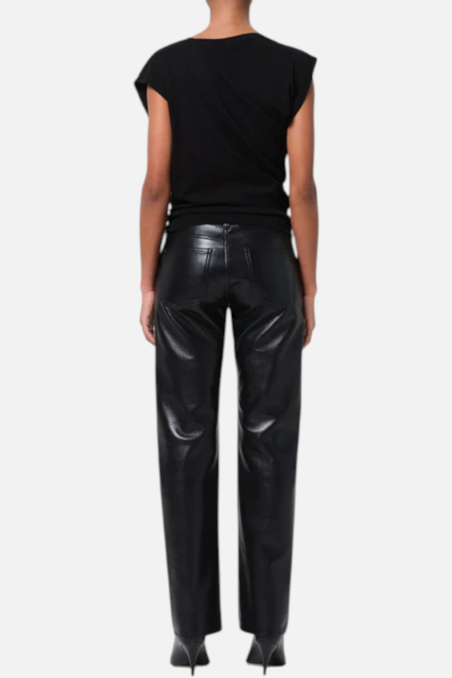 Agolde Low Rise Slim Recycled Leather Pant in Detox – detail