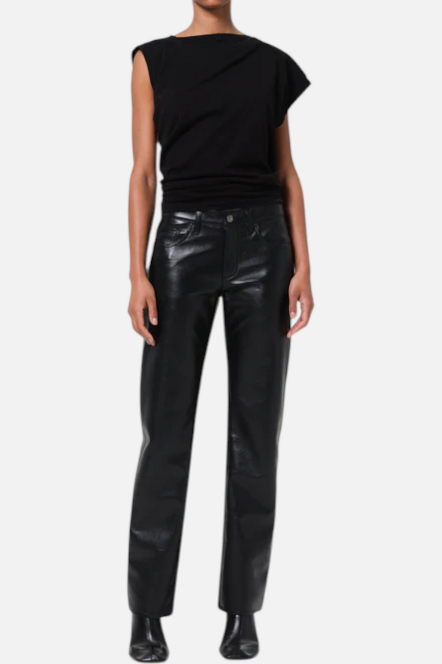 Agolde Low Rise Slim Recycled Leather Pant in Detox – front view