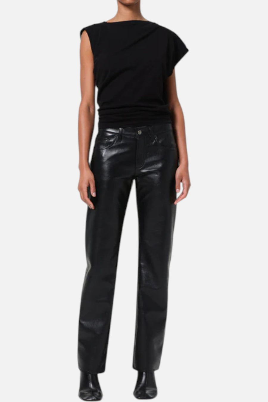 Agolde Low Rise Slim Recycled Leather Pant in Detox – side view