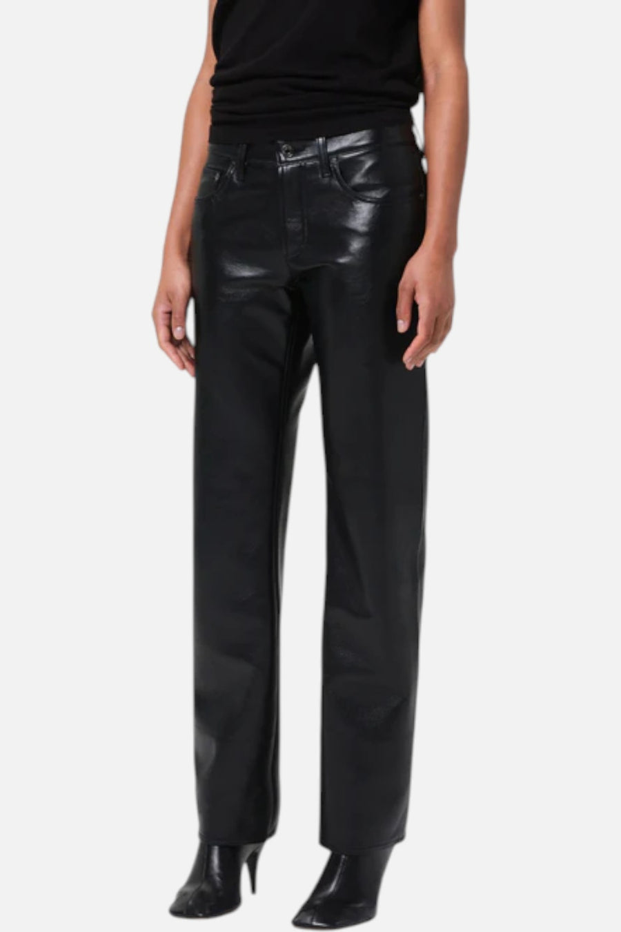 Agolde Low Rise Slim Recycled Leather Pant in Detox – side view