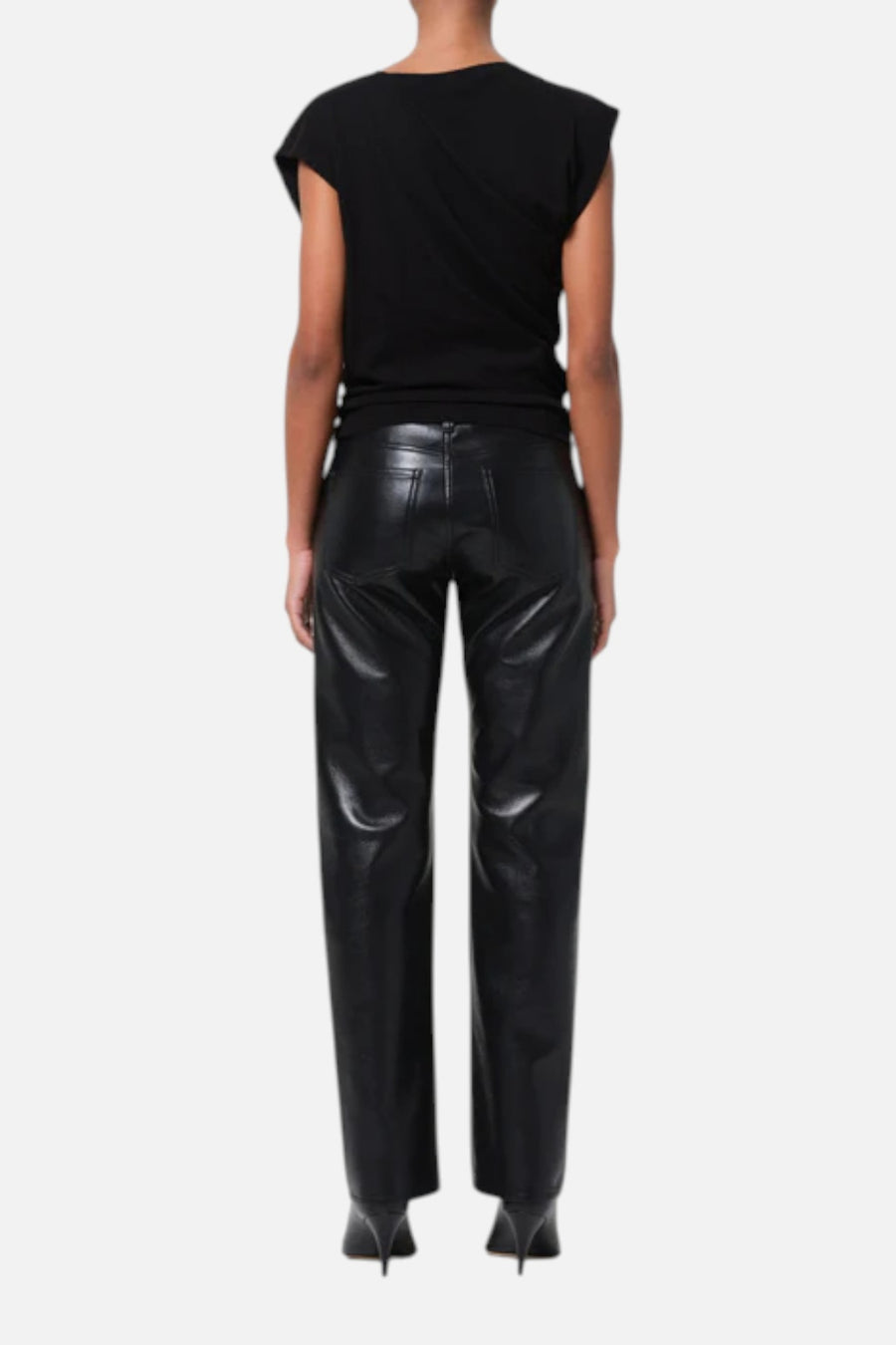 Agolde Low Rise Slim Recycled Leather Pant in Detox – side view