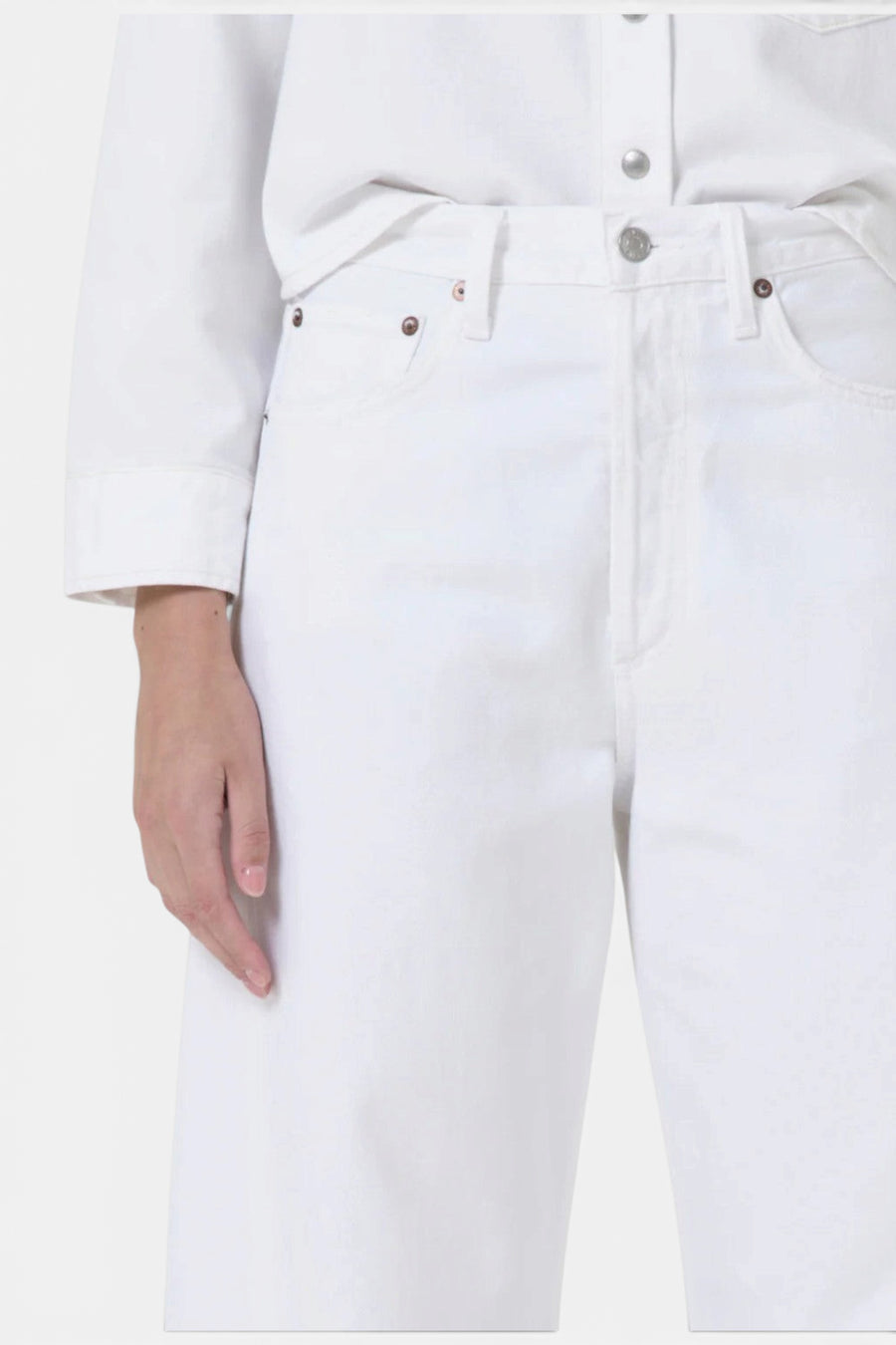 Agolde Luna High Rise Pieced Taper in Element – flat lay