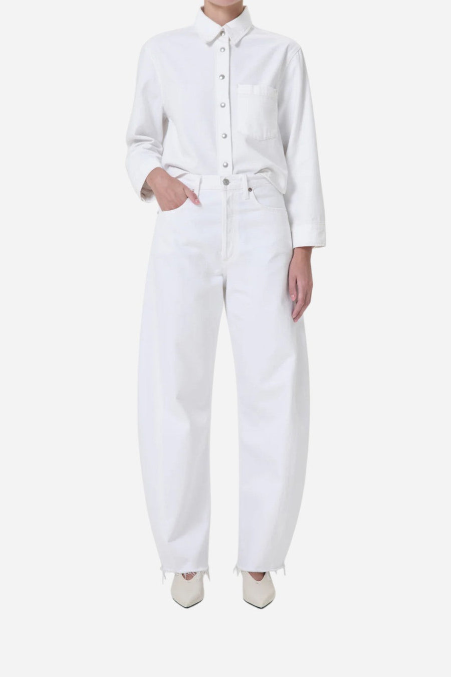 Agolde Luna High Rise Pieced Taper in Element – front view