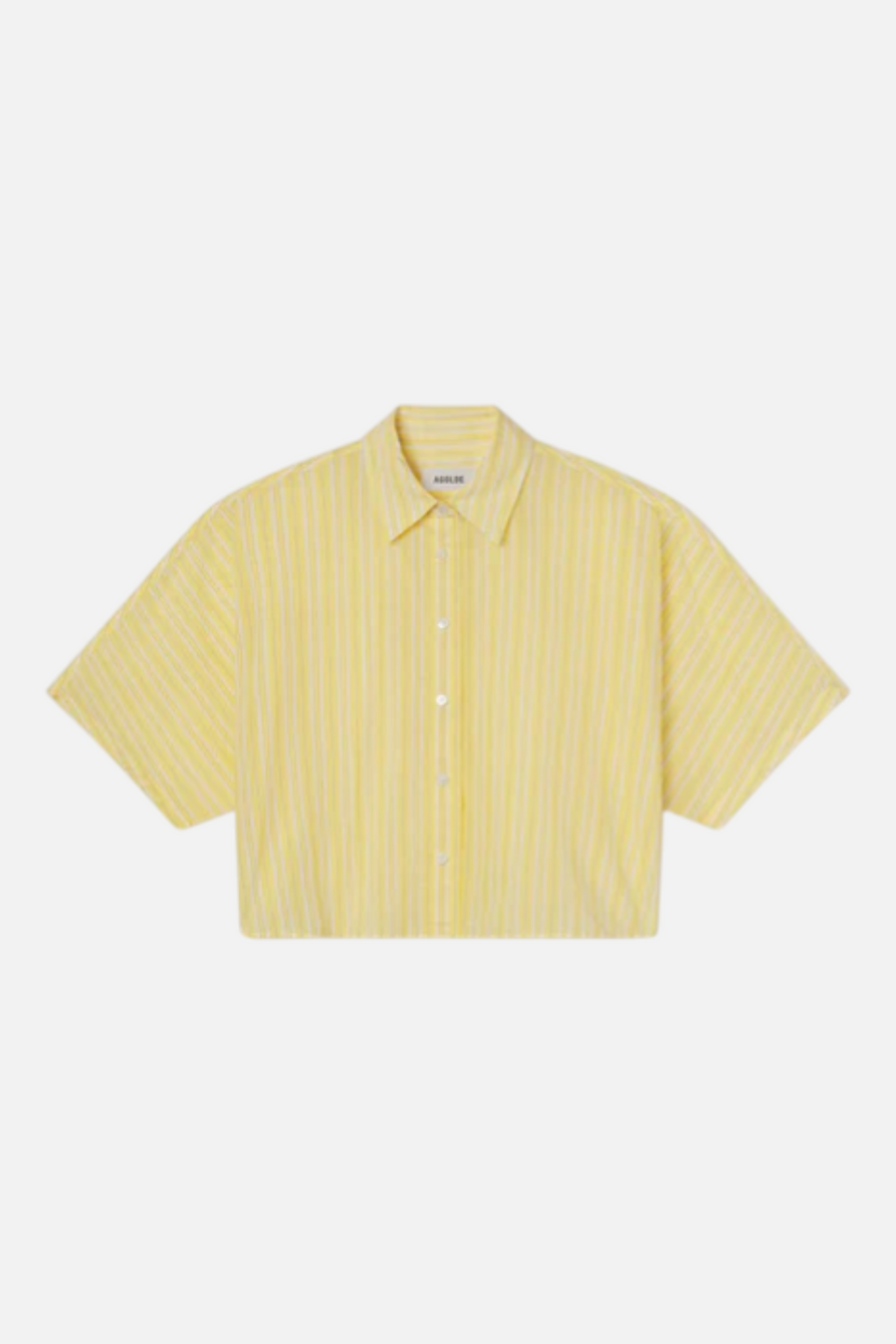 Agolde Merrin Shirt in Wirrel Stripe Lemon Drop – detail