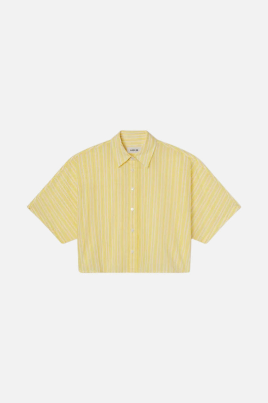 AGOLDE Merrin Shirt in Wirrel Stripe Lemon Drop – side view