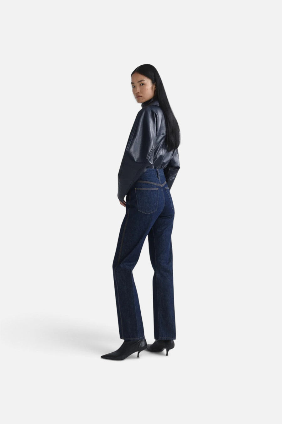 Agolde Morgan High-Rise Stovepipe Jean in Rinse – detail