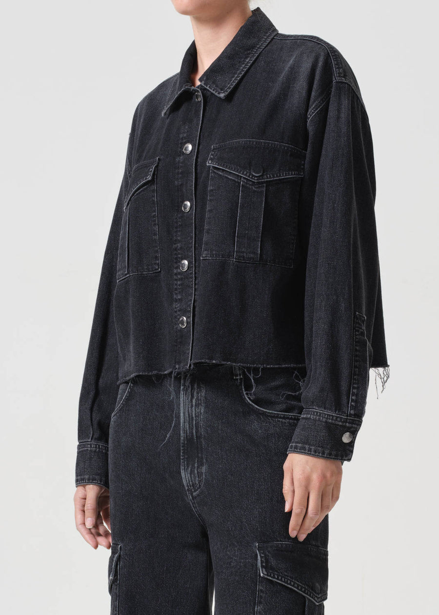 Agolde Nyx Denim Shirt in Intense – detail