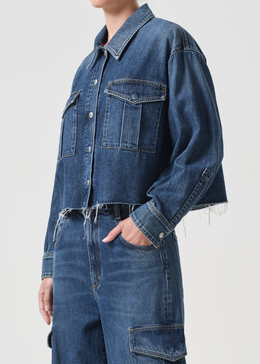 Agolde Nyx Denim Shirt in Pathway – detail