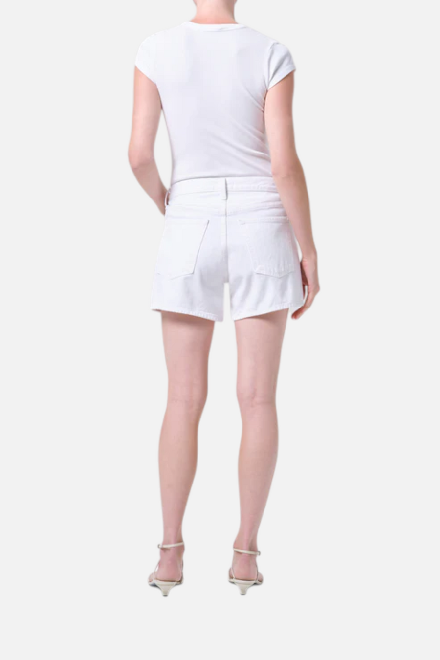 AGOLDE Parker Long Short in Marshmallow – side view